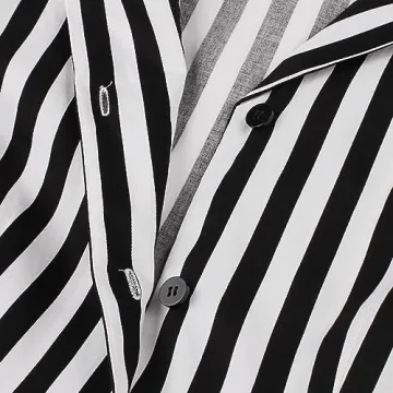 1950s Vintage Dress Women Classic Black Stripe Button Style