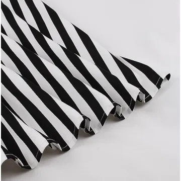 1950s Vintage Dress Women Classic Black Stripe Button Style