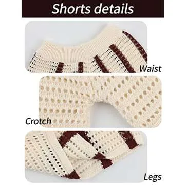 Gihuo Women' s Y2K 2 Piece Knit Outfits Striped Sweater Shorts Set Color Block Long Sleeve Button Up Shirts Shorts(Coffee-XS)