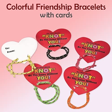 Cute Friendship Bracelets with Cards for Valentine's Day