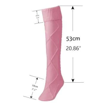 Floral Find Women's Cable Knit Knee-High Winter Boot Socks Extra Long Thigh Leg Warmers Stocking (F-Pink)