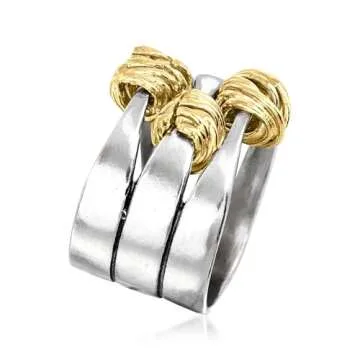 Ross-Simons Two-Tone Sterling Silver Wrapped Station Ring. Size 10