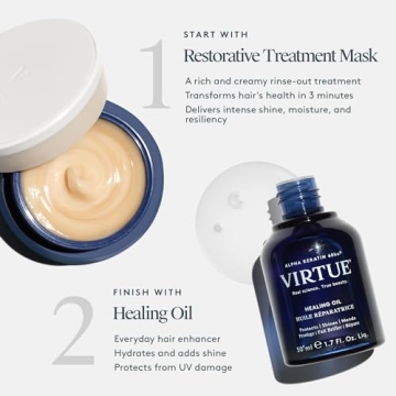 VIRTUE Restorative Hair Mask Treatment for Damaged Hair with Keratin and Baobab Seed Oil, Safe for All Hair Types, Color Safe