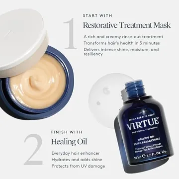 VIRTUE Restorative Hair Mask Treatment for Damaged Hair with Keratin and Baobab Seed Oil, Safe for All Hair Types, Color Safe