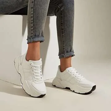 Stylish BELOS Women's Platform Chunky Sneakers for Comfort