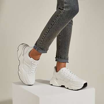 Stylish BELOS Women's Platform Chunky Sneakers for Comfort