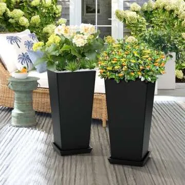 Stylish Set of 2 Tall Planters for Indoors and Outdoors