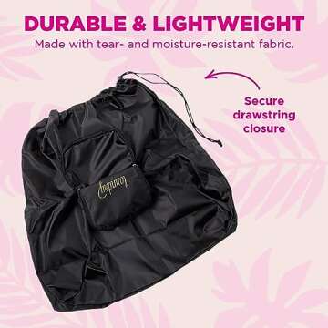 Miamica Soft Travel Laundry Bag with Zipper and Drawstring, Black & Gold, 21” x 22” – Keep Your Dirty Clothes Separate and Your Suitcase Organized – Expandable, Durable, and Foldable Laundry Bag