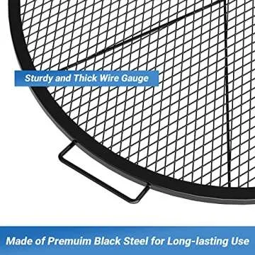 only fire X-Marks Fire Pit Grill Cooking Grate, Outdoor Campfire BBQ Grill, Round - 36 Inch