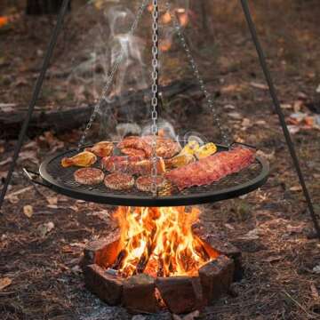 only fire X-Marks Fire Pit Grill Cooking Grate, Outdoor Campfire BBQ Grill, Round - 36 Inch