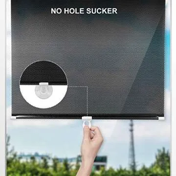 Exterior Roller Shade, Blackout Blind Shade with Suction Cups Temporary Portable Window Cover Curtain