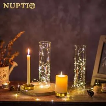 NUPTIO Hurricane Glass Candle Holders: 6 Pcs Gold Metal Taper Candlesticks Holder with 11.81 inch Long Clear Bottomless Cylinder Cover Stands for Wedding Anniversary Bridal Shower Table Centerpiece