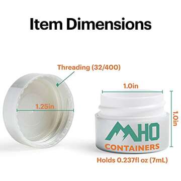 MHO Containers | Pearlized Plastic Cosmetic Jars - Double-Walled Screw-on Refillable 7 gram/0.25oz - Set of 50 (Pearl)