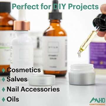 MHO Containers | Pearlized Plastic Cosmetic Jars - Double-Walled Screw-on Refillable 7 gram/0.25oz - Set of 50 (Pearl)