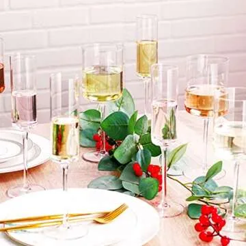 JBHO Elegant Lead-Free Square Champagne Flutes 6Oz