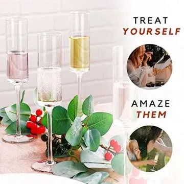 JBHO Elegant Lead-Free Square Champagne Flutes 6Oz