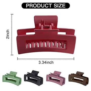 RANYE 5PCS Big Claw Clips Non-Slip Hair Jaw Clips Matte design hair accessories for women large Hair Barrette Clamps Ponytail Holder (5 colors)