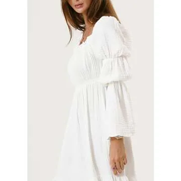 NOTHING FITS BUT Seine Baby Shower Maternity Gown, Women’s Cotton Classic Nursing Dress, Off Shoulder, Square Neckline (as1, Alpha, s, m, Regular, Regular, White)