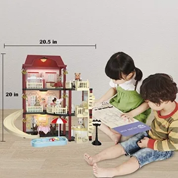 Mitcien Dollhouse Kit Playset with Characters and Lights