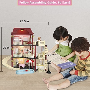 Mitcien Dollhouse Kit Playset with Characters and Lights