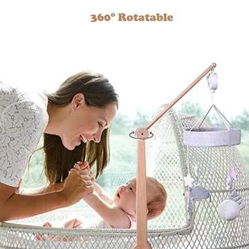 Adjustable Baby Crib Mobile Holder in Beech Wood