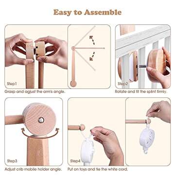 Crib Mobile, Baby Mobile for Crib, Mobile Holder for Crib, Crib Mobile Arm Baby Mobiles, Mobile Arm for Crib, 19-37 Inch Adjustable, 100% Beech Wooden, Sleek Scandinavian Design