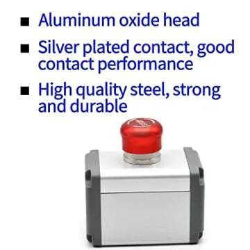 16mm /0.63" Latching Emergency Stop Push Button Switch SPDT Mushroom Stainless Steel Red with Wired Socket 120V 12V 5V-220V (16MM Small Head 1NO 1NC)