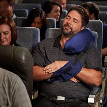 DreamSling Travel Pillow - First Neck Pillow with an Arm-Sling! Supports The Head, Body, and Arms, Providing The Leaning Support. Perfectly Balanced Sleep System Anywhere! (Navy)