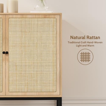 Yechen Rattan Sideboard Cabinet Modern Bohemian Storage