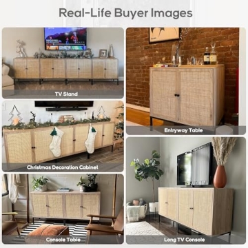 Yechen Rattan Sideboard Cabinet Modern Bohemian Storage