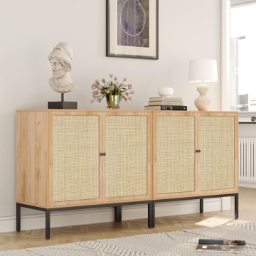 Yechen Rattan Sideboard Cabinet Modern Bohemian Storage