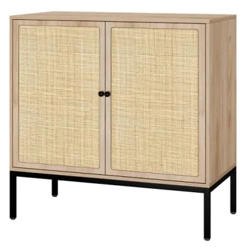 Yechen Rattan Sideboard Cabinet Modern Bohemian Storage