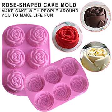 Rose Silicone Cake Tray Molds - 2 Pcs for Soaps, Baking, and More