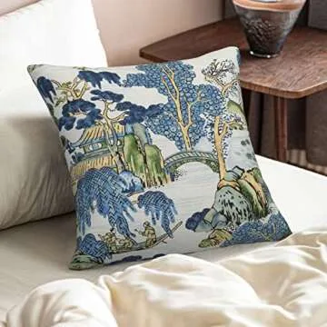 Wsunsal Chinoiserie Pillow Covers Set of 2 - Elegant Asian Scenic Design