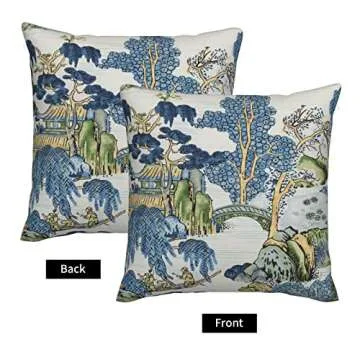 Chinoiserie Pillow Covers 22x22 Set - Blue & Green