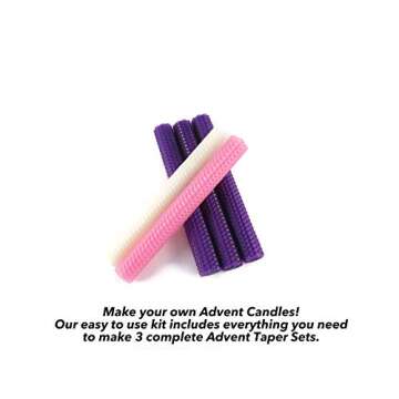 Make Your Own Beeswax Advent Taper Candle Kit - Makes 3 Complete Advent Taper Sets - DIY - Do It You...