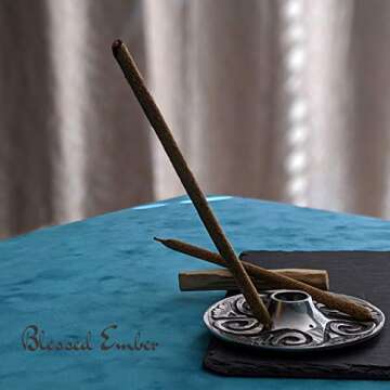 Blessed Ember Metal Palo Santo Holder and Incense Burner with 1 Palo Santo Stick and 2 Rolled Palo Santo Incense Sticks