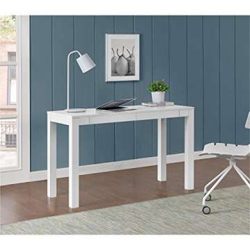 Ameriwood Home Large Parsons 2-Drawer Computer Desk, White