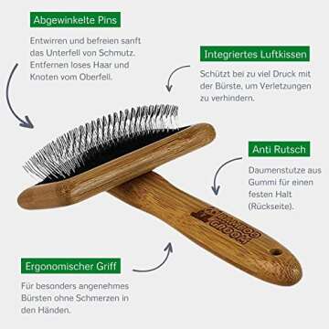 Alcott Bamboo Groom Slicker Brush for Pet Grooming
