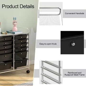 Giantex Rolling Storage Cart with 12 Drawers for Easy Organization