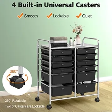 Giantex Rolling Storage Cart with 12 Drawers for Easy Organization