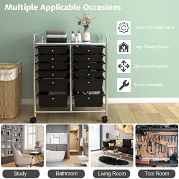 Giantex Rolling Storage Cart with 12 Drawers for Easy Organization