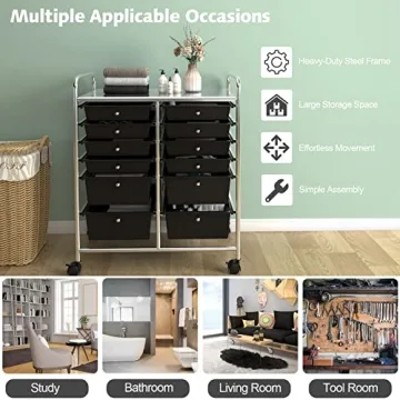 Giantex Rolling Storage Cart with 12 Drawers for Easy Organization