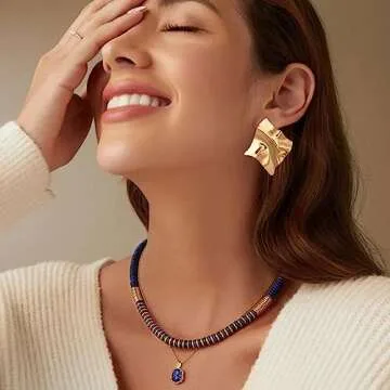 CWVHQ Irregular Geometric Texture Earrings Folds Simple Modern Dangle Earrings Creative Irregular Mirror Temperament Earrings for Women (Golden)