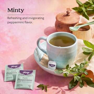 Yogi Tea Purely Peppermint Tea - 16 Tea Bags per Pack (4 Packs) - Caffeine-Free, Organic Peppermint Tea Bags - Offers Digestive Support - Made from Organic Peppermint Leaves