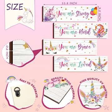 Yulejo Unicorn Rainbow Girls Room Wall Decor Unicorn Rainbow Motivational Wall Art Inspirational Wall Art Room Decor Unicorn Bedroom Decor for Girls Kids Bedroom Nursery Decorations(Cute Style, Cute