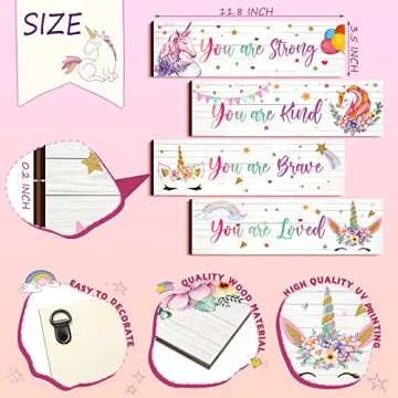 Yulejo Unicorn Rainbow Girls Room Wall Decor Unicorn Rainbow Motivational Wall Art Inspirational Wall Art Room Decor Unicorn Bedroom Decor for Girls Kids Bedroom Nursery Decorations(Cute Style, Cute