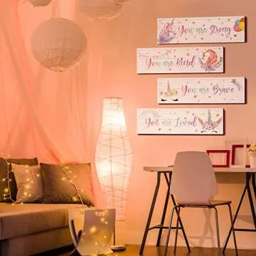 Yulejo Unicorn Rainbow Girls Room Wall Decor Unicorn Rainbow Motivational Wall Art Inspirational Wall Art Room Decor Unicorn Bedroom Decor for Girls Kids Bedroom Nursery Decorations(Cute Style, Cute