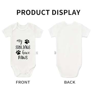 Eorjuek My Siblings Have Paws Bodysuits, Gender Neutral Baby Clothes, Cotton Romper Short Sleeve Inf...