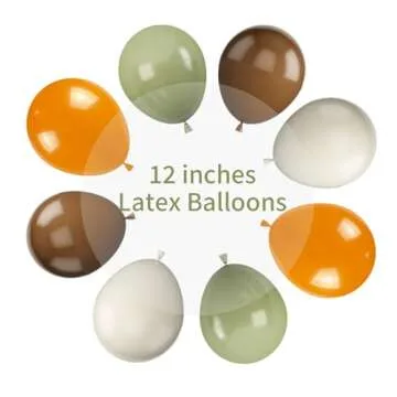 Sage Green and Orange Balloons, 12 Inch Green Brown Orange Balloons Olive Green Brown Beige Jungle Safari Wild Woodland Balloon for Birthday Wedding Baby Shower Party Decorations